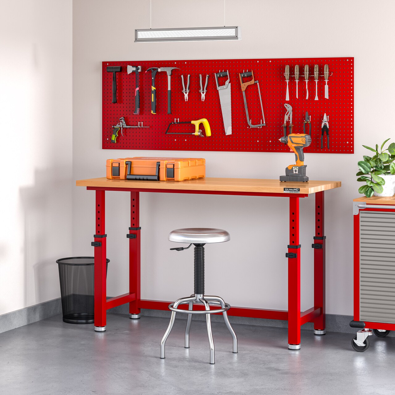 Seville Classics UltraHD Height Adjustable Workbench, 60" W x 24" D x 28.5" to 42"H